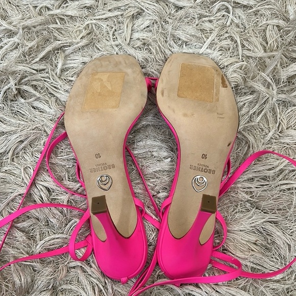 NWOB Brother Vellies Bike Ankle Strap Heeled Sandals in Electric Flamingo Sz 10 - Picture 9 of 11